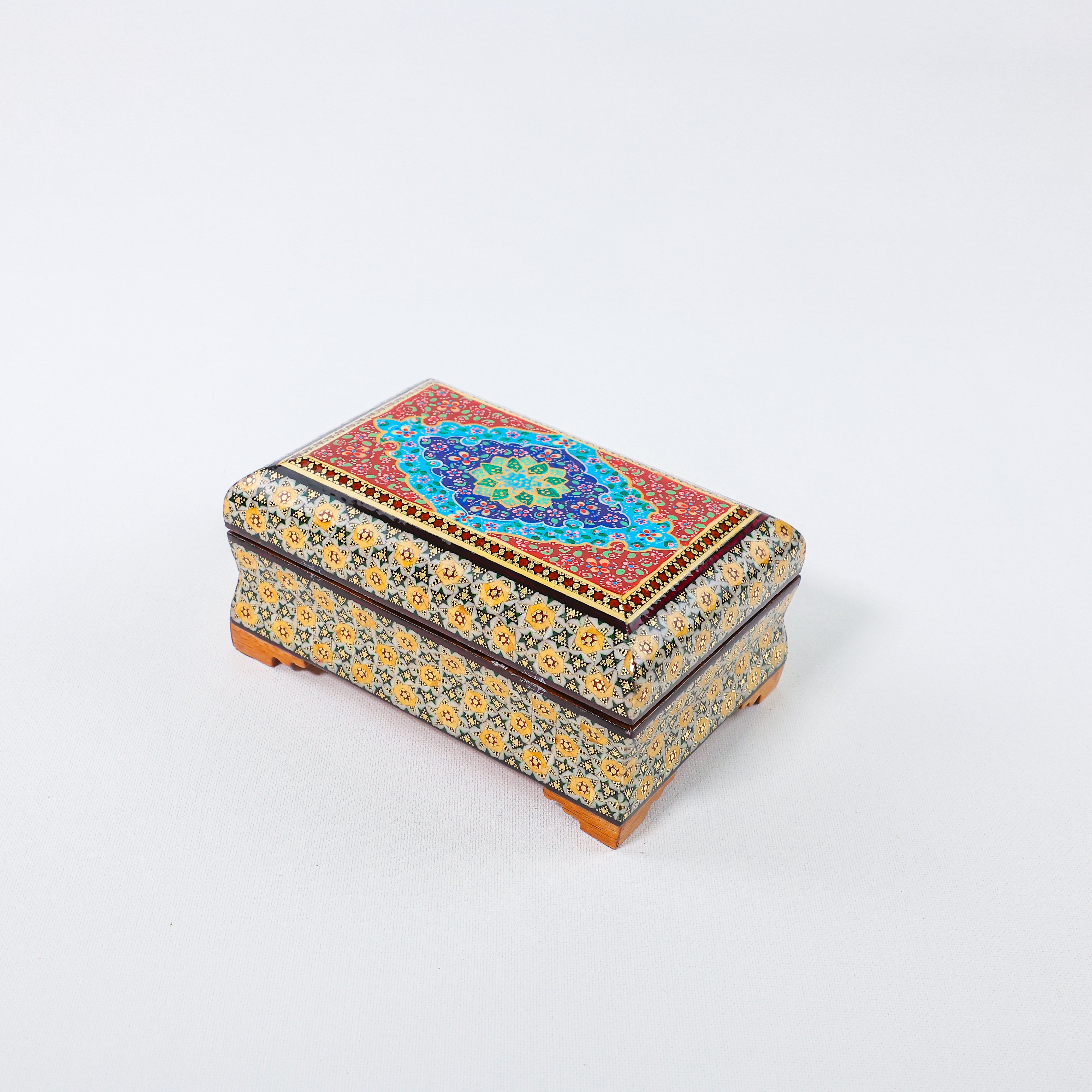 Full Khatam Bone Inlay Box – Tazhib Painting – Size 10 × 16 cm