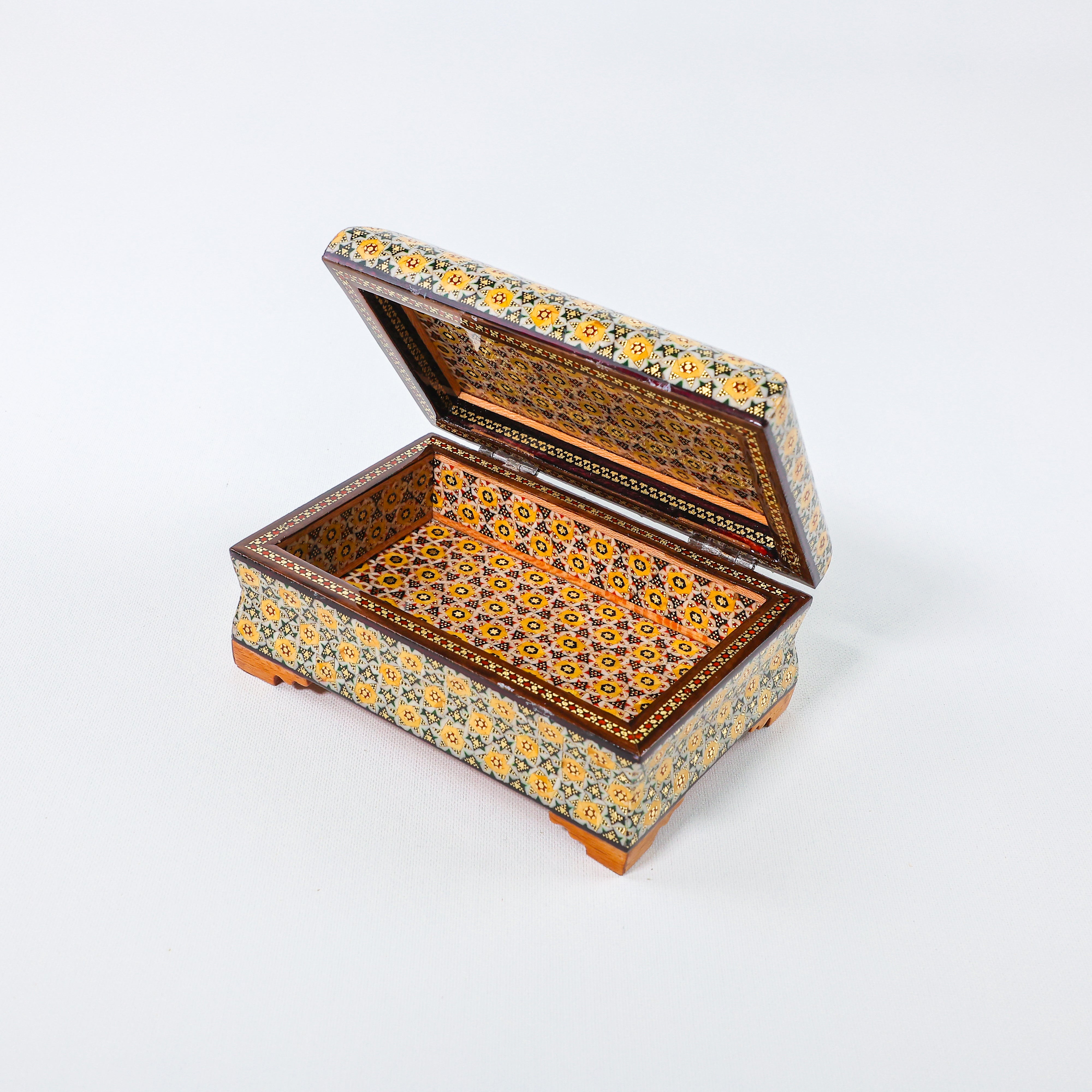 Full Khatam Bone Inlay Box – Tazhib Painting – Size 10 × 16 cm