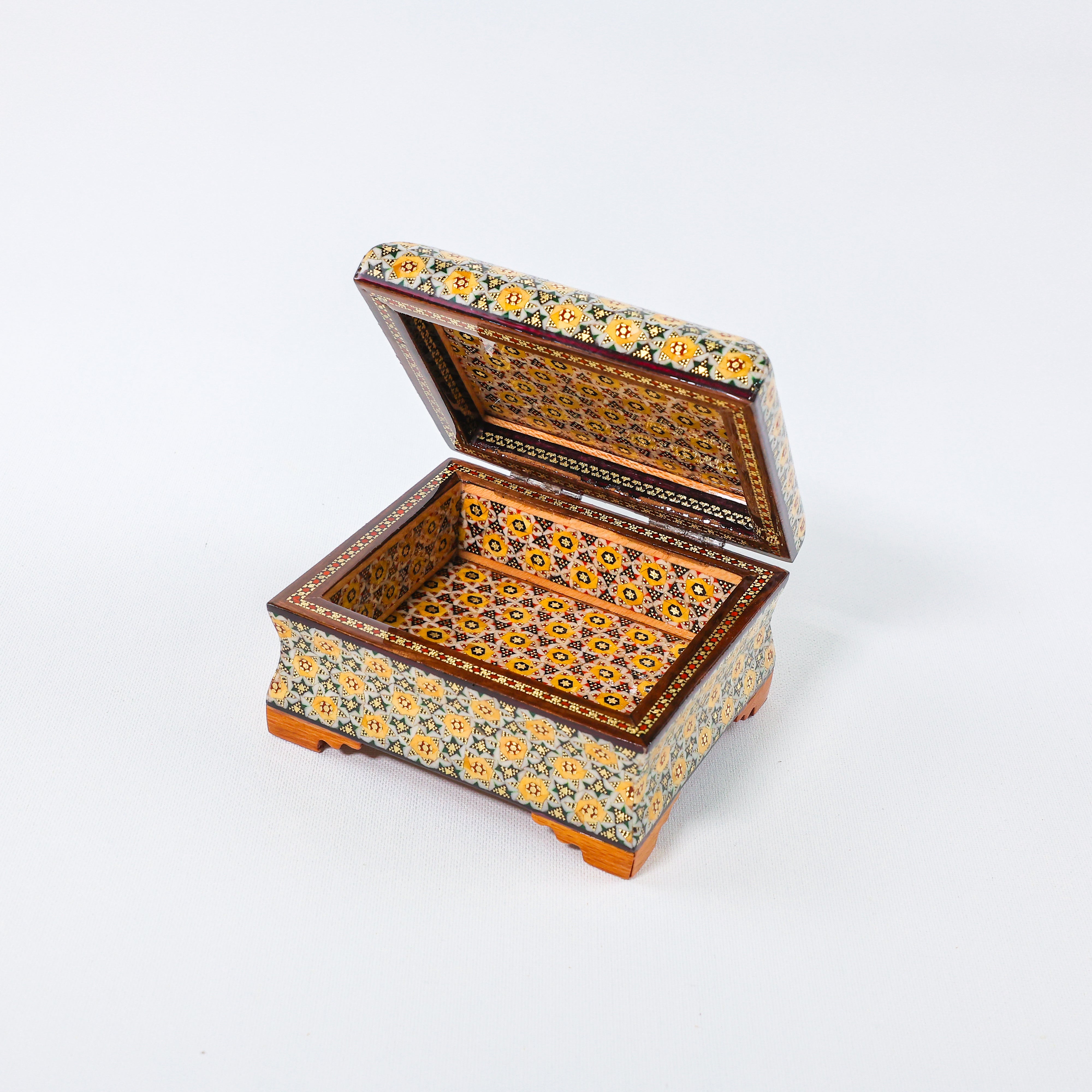 Full Khatam Bone Inlay Box – Tazhib Painting – Size 10 × 12 cm