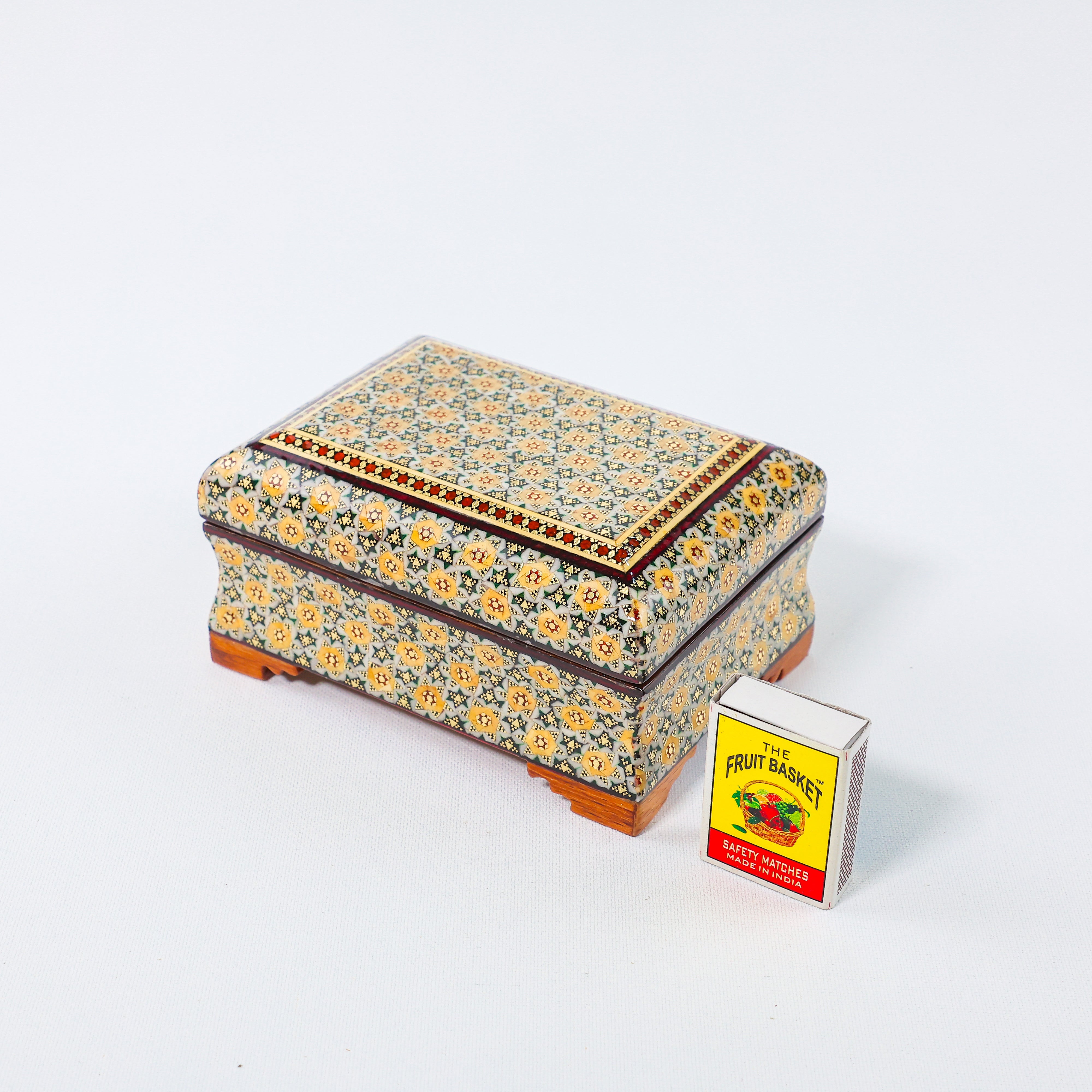 Full Khatam Bone Inlay Box – With Pedestal – Size 10 × 14 cm
