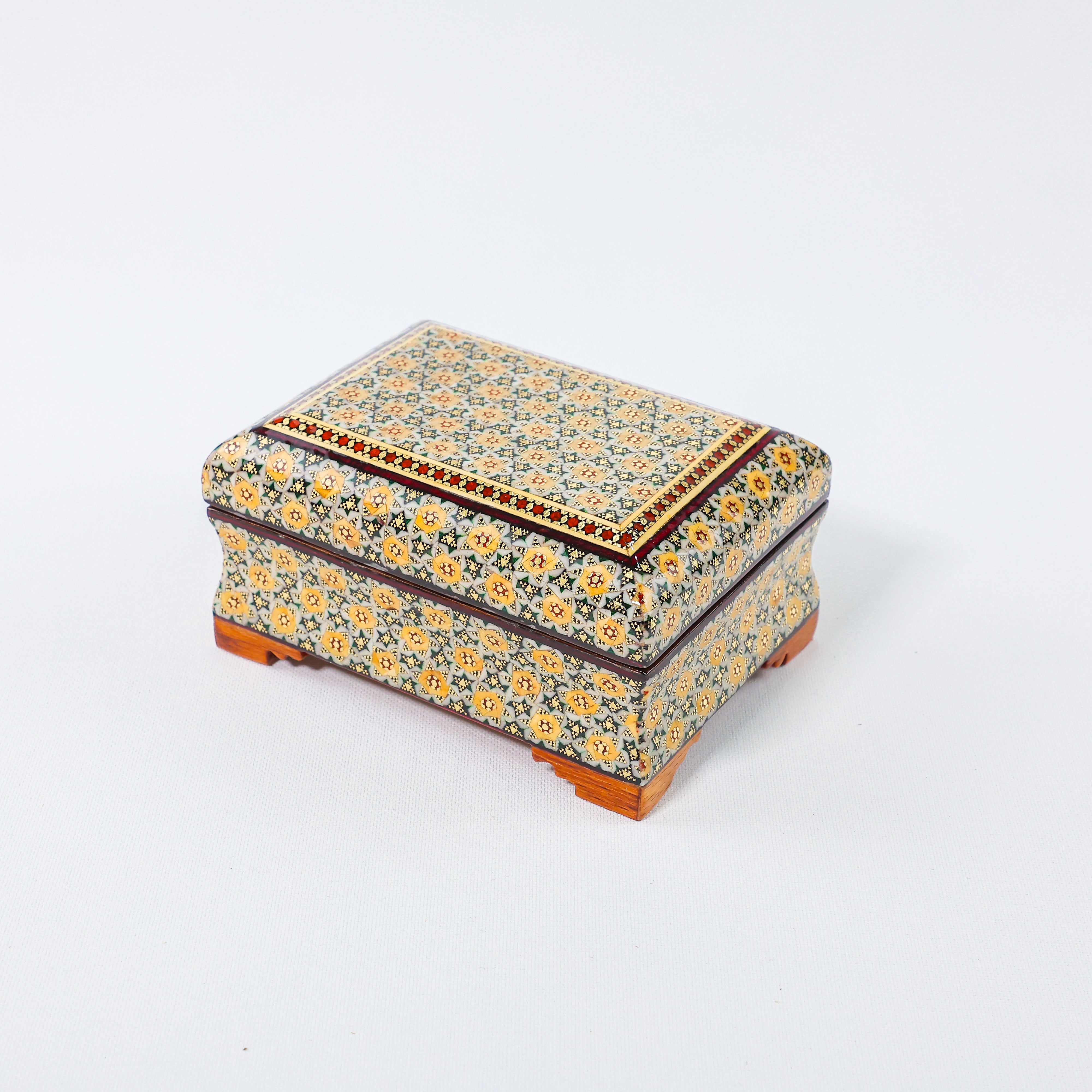 Full Khatam Bone Inlay Box – With Pedestal – Size 10 × 14 cm