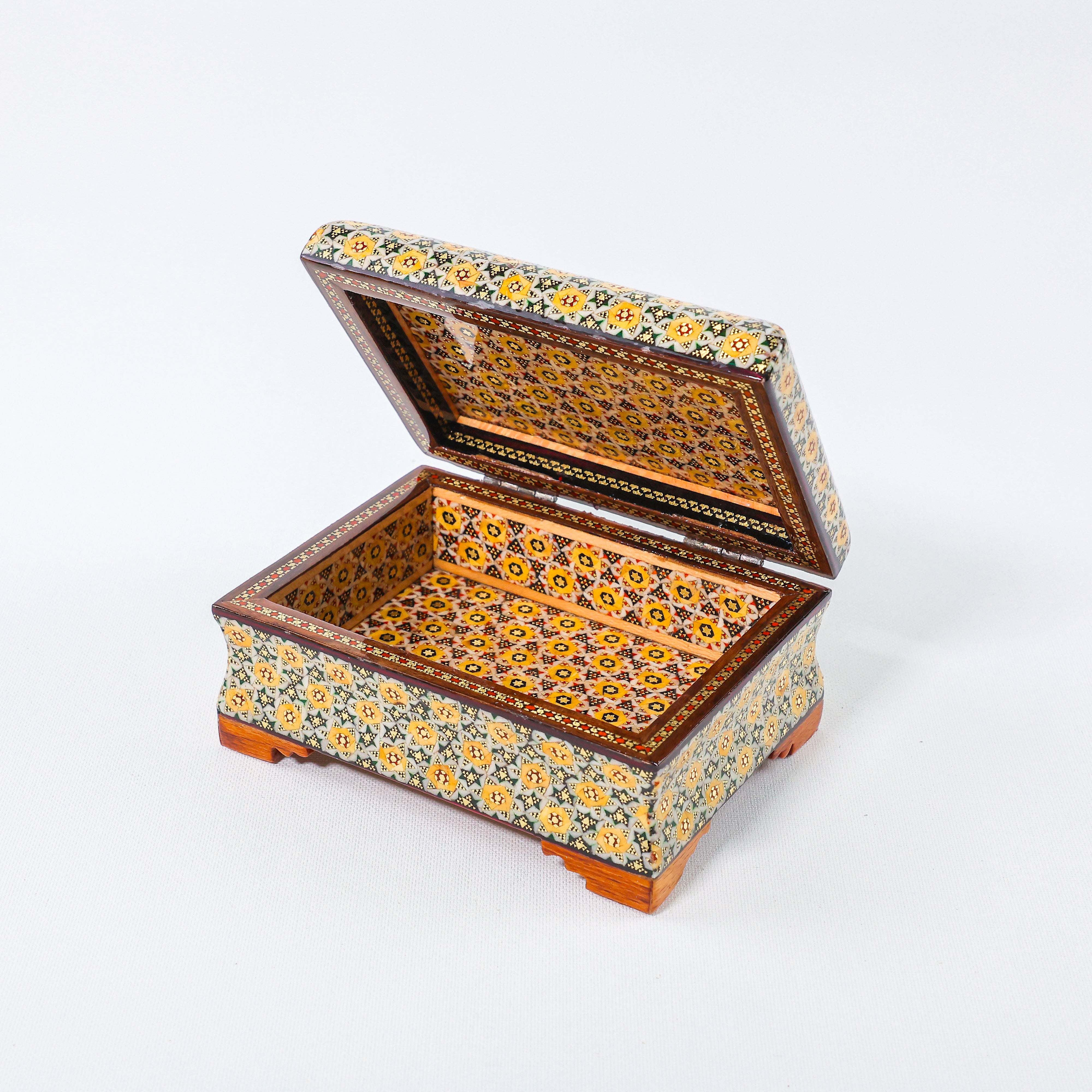 Full Khatam Bone Inlay Box – With Pedestal – Size 10 × 14 cm