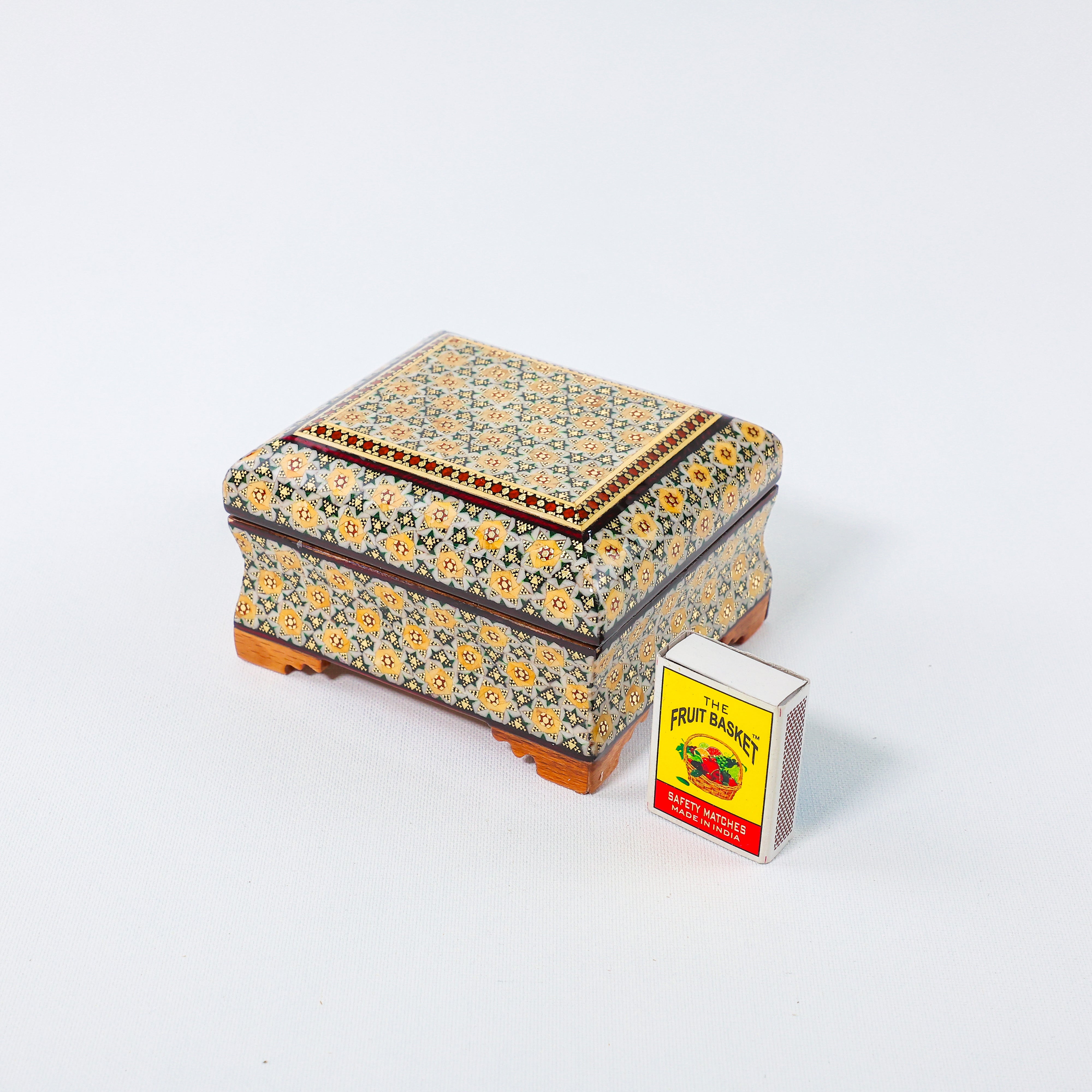 Full Khatam Bone Inlay Box – With Pedestal – Size 10 × 12 cm