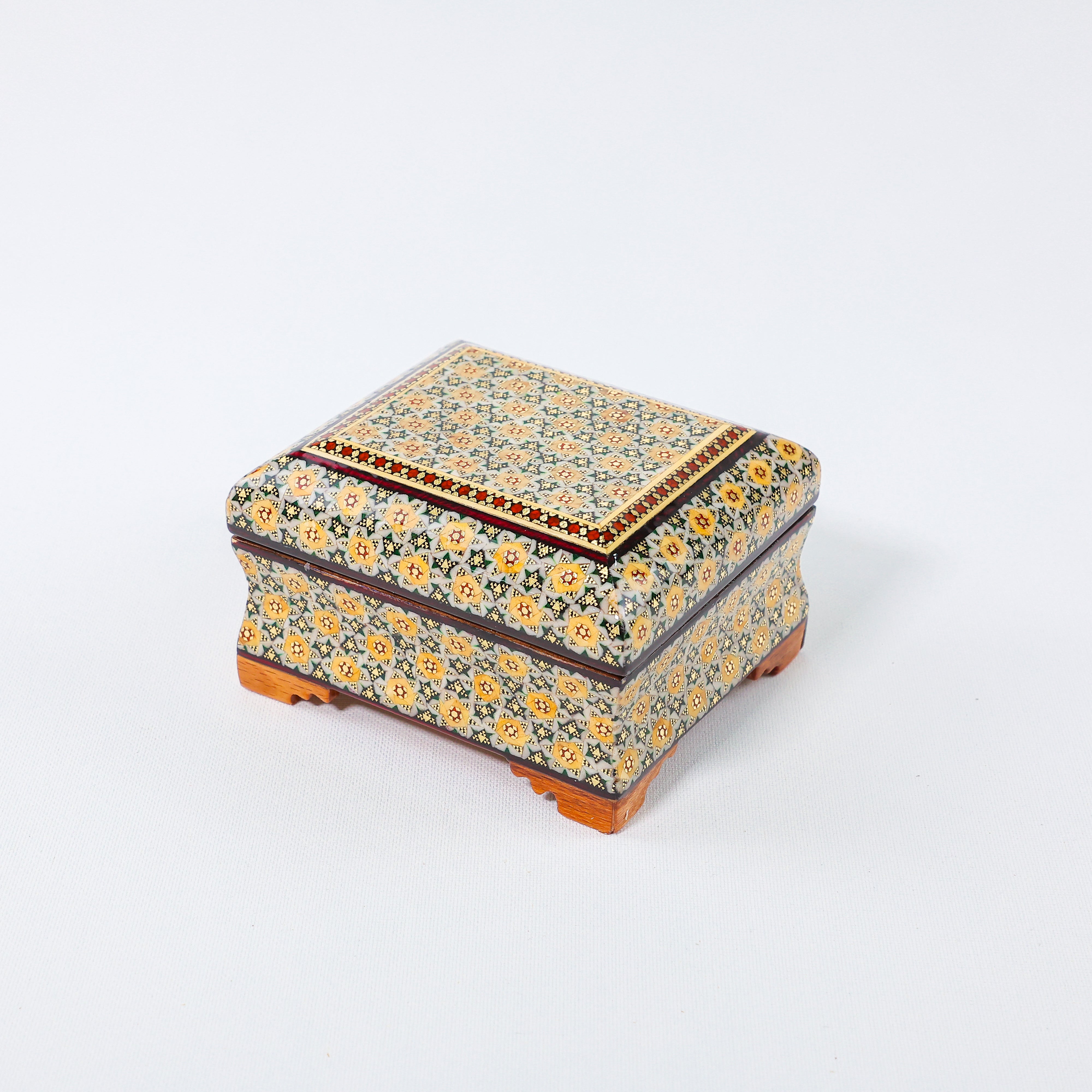 Full Khatam Bone Inlay Box – With Pedestal – Size 10 × 12 cm