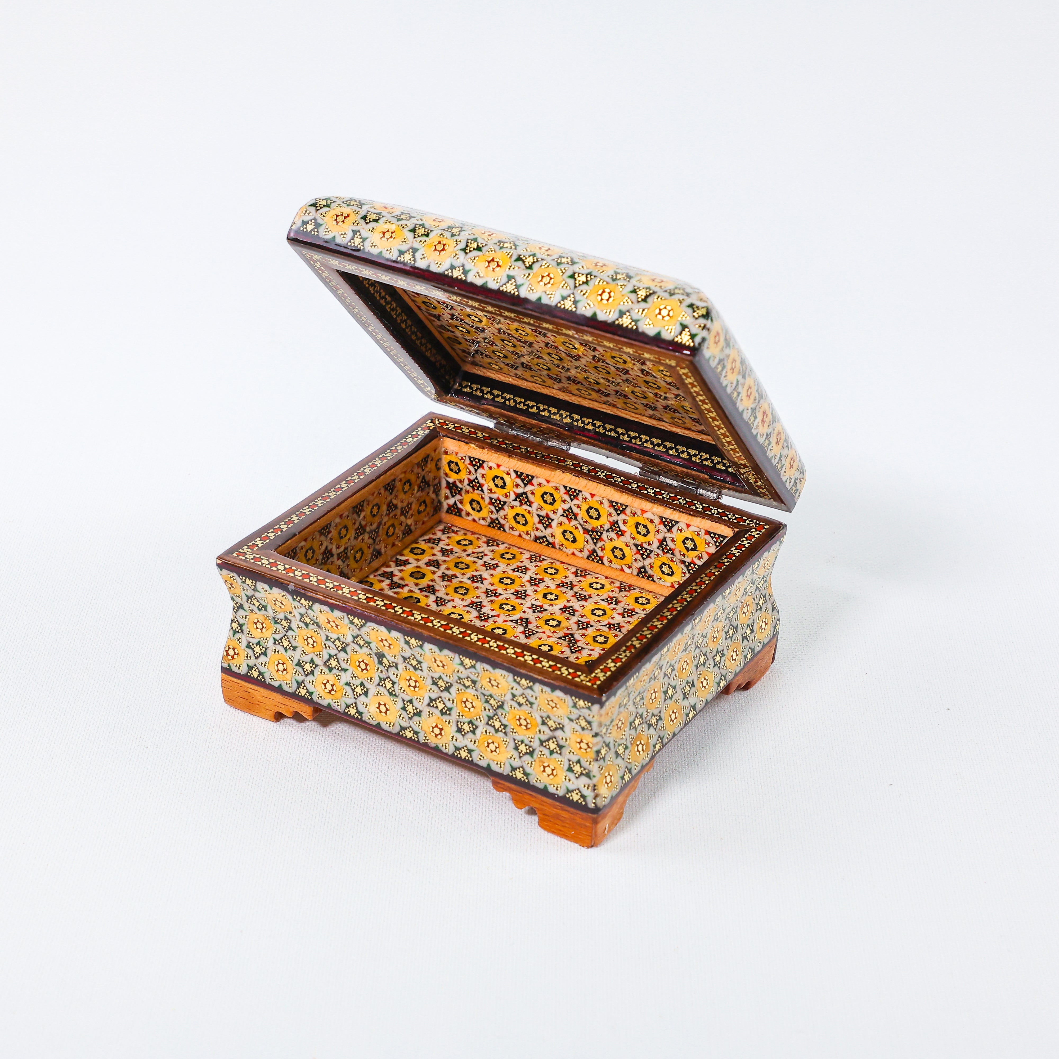 Full Khatam Bone Inlay Box – With Pedestal – Size 10 × 12 cm