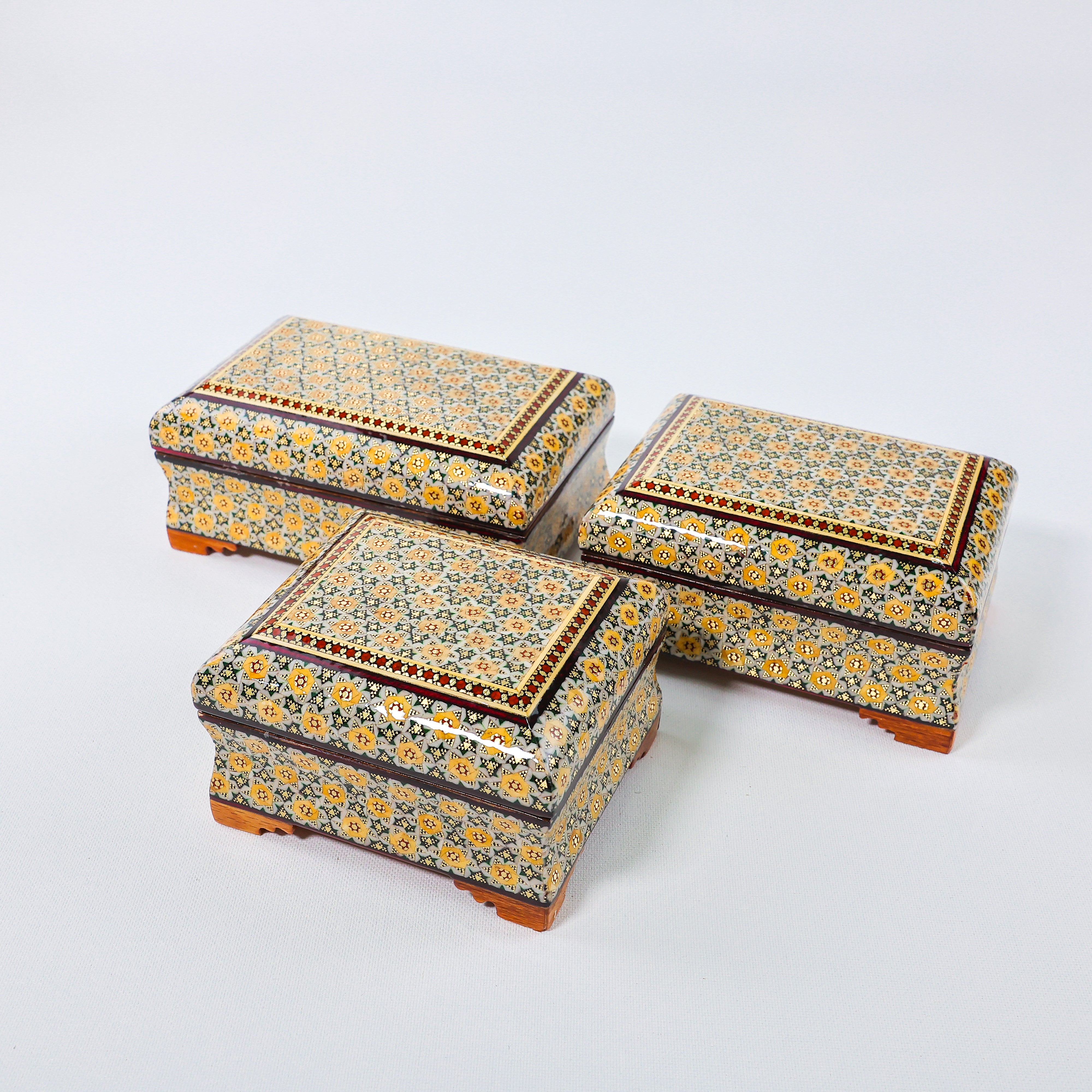 Full Khatam Bone Inlay Box – With Pedestal – Size 10 × 12 cm