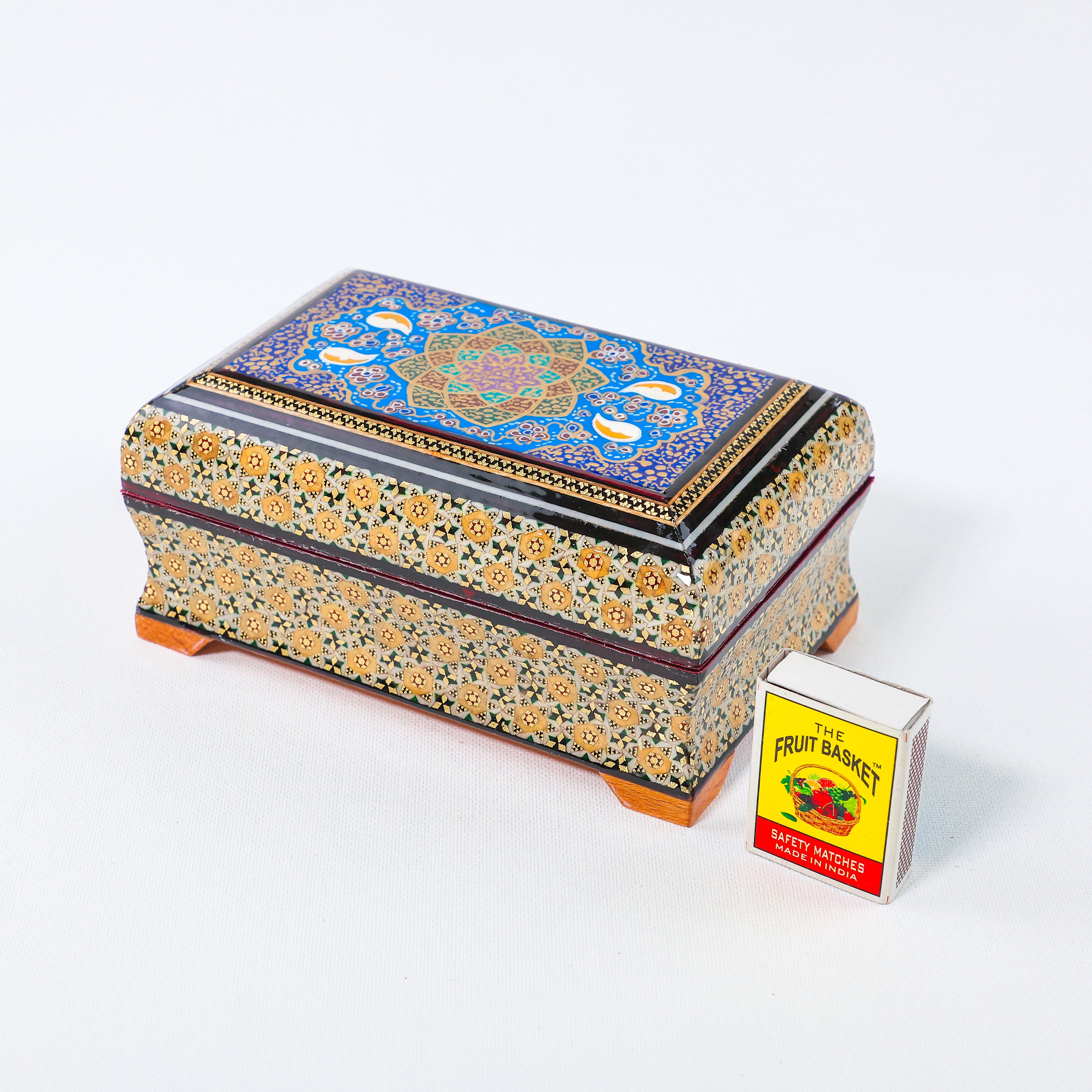 Jewelry Box – Full Khatam – Tazhib Painting – Velvet Interior – Size 10 × 16 cm
