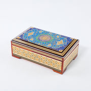 Jewelry Box – Khatam with Tazhib Painting – Velvet Interior – Size 10 × 16 cm