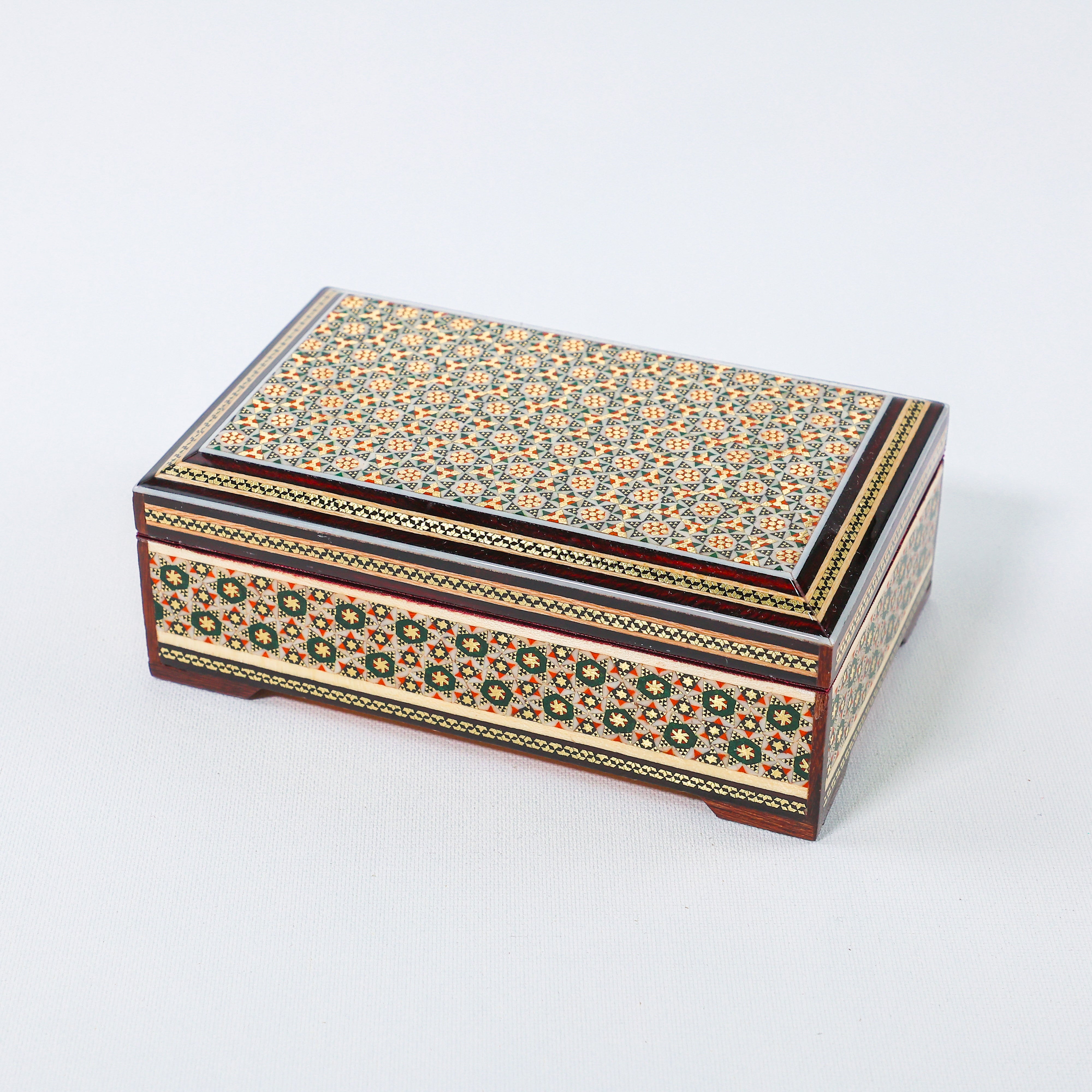 Khatam Box – Straight Sides – Standard Khatam – Velvet Interior – Size 10 × 16 cm