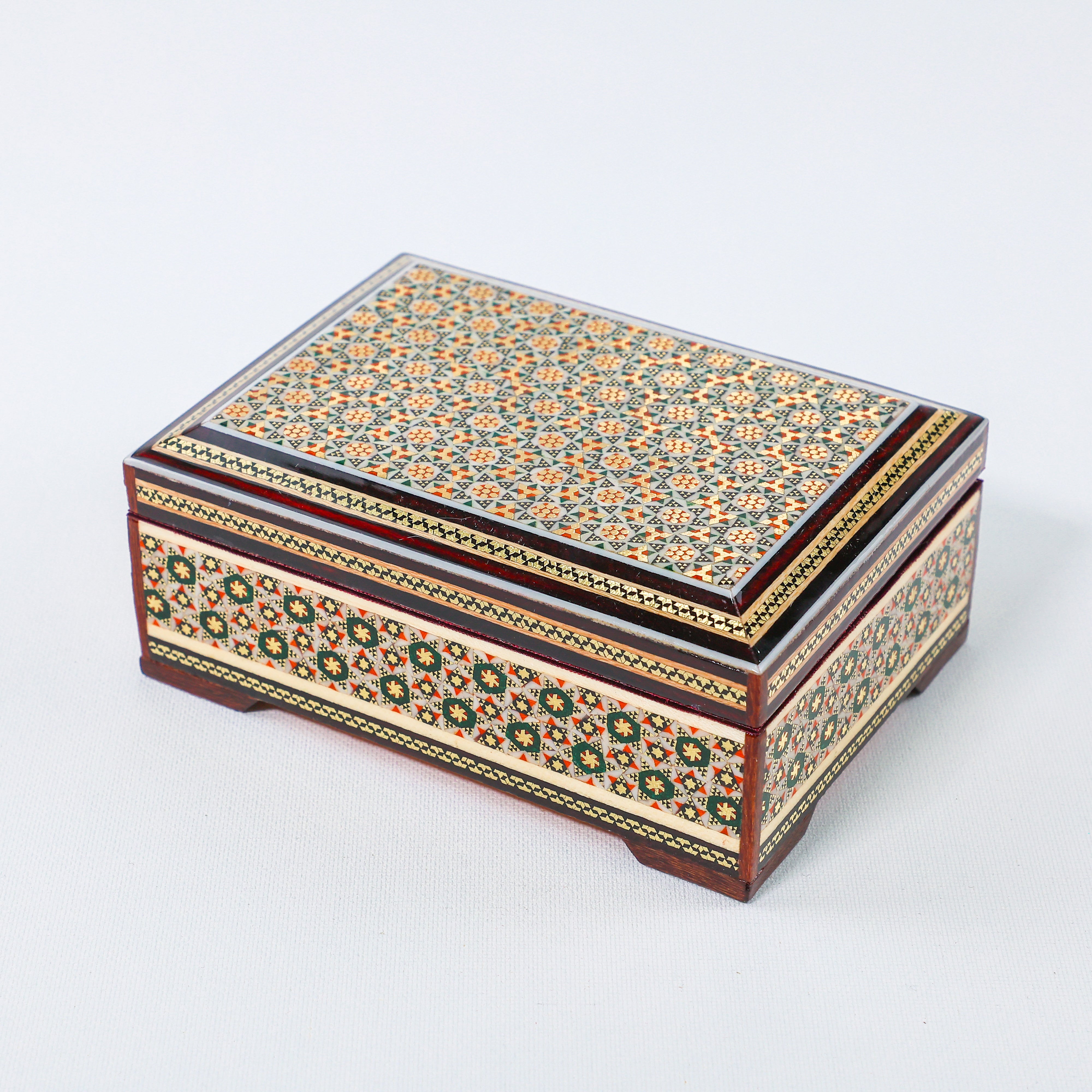 Khatam Box – Straight Sides – Standard Khatam – Velvet Interior – Size 10 × 14 cm