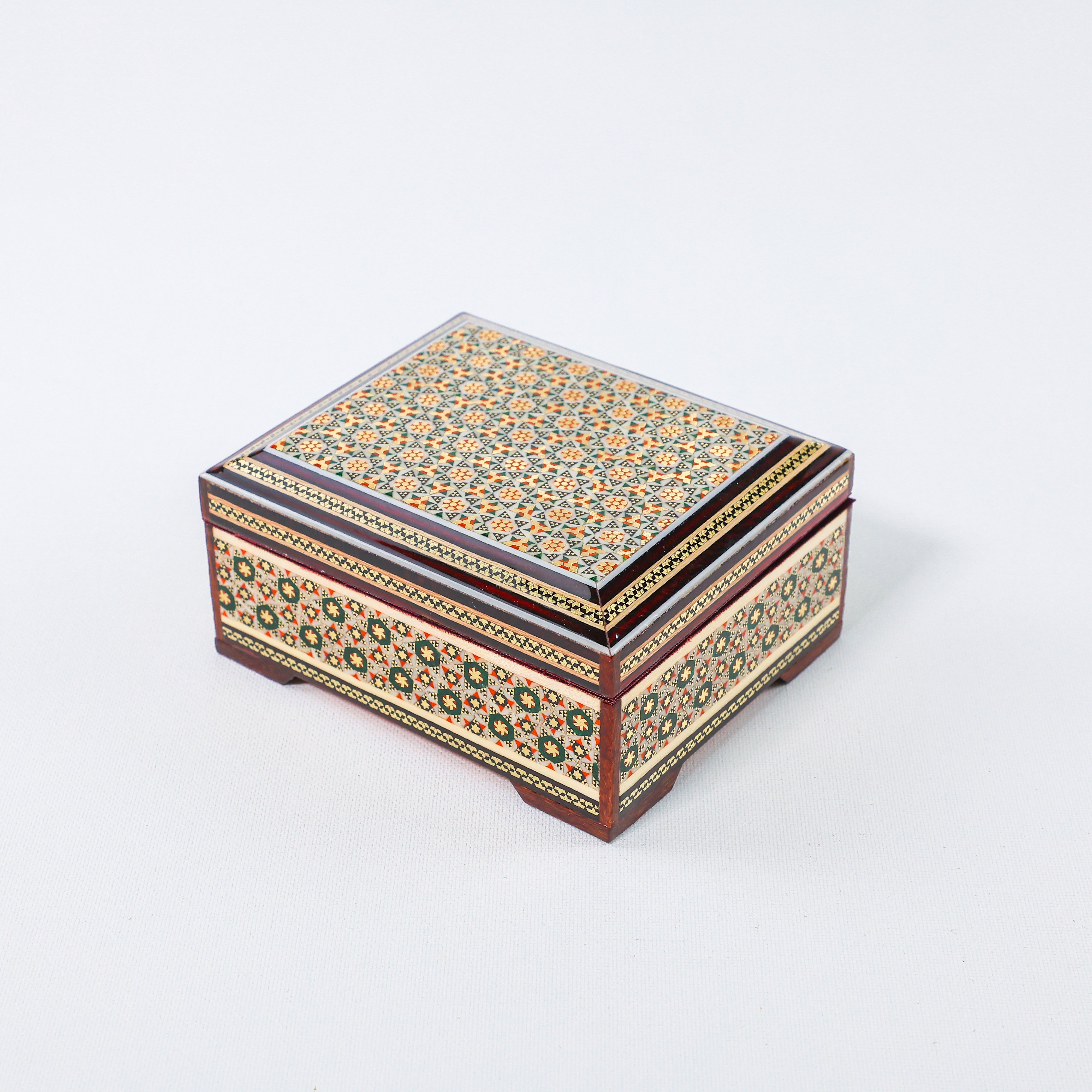 Khatam Box – Straight Sides – Standard Khatam – Velvet Interior – Size 12 × 10 cm