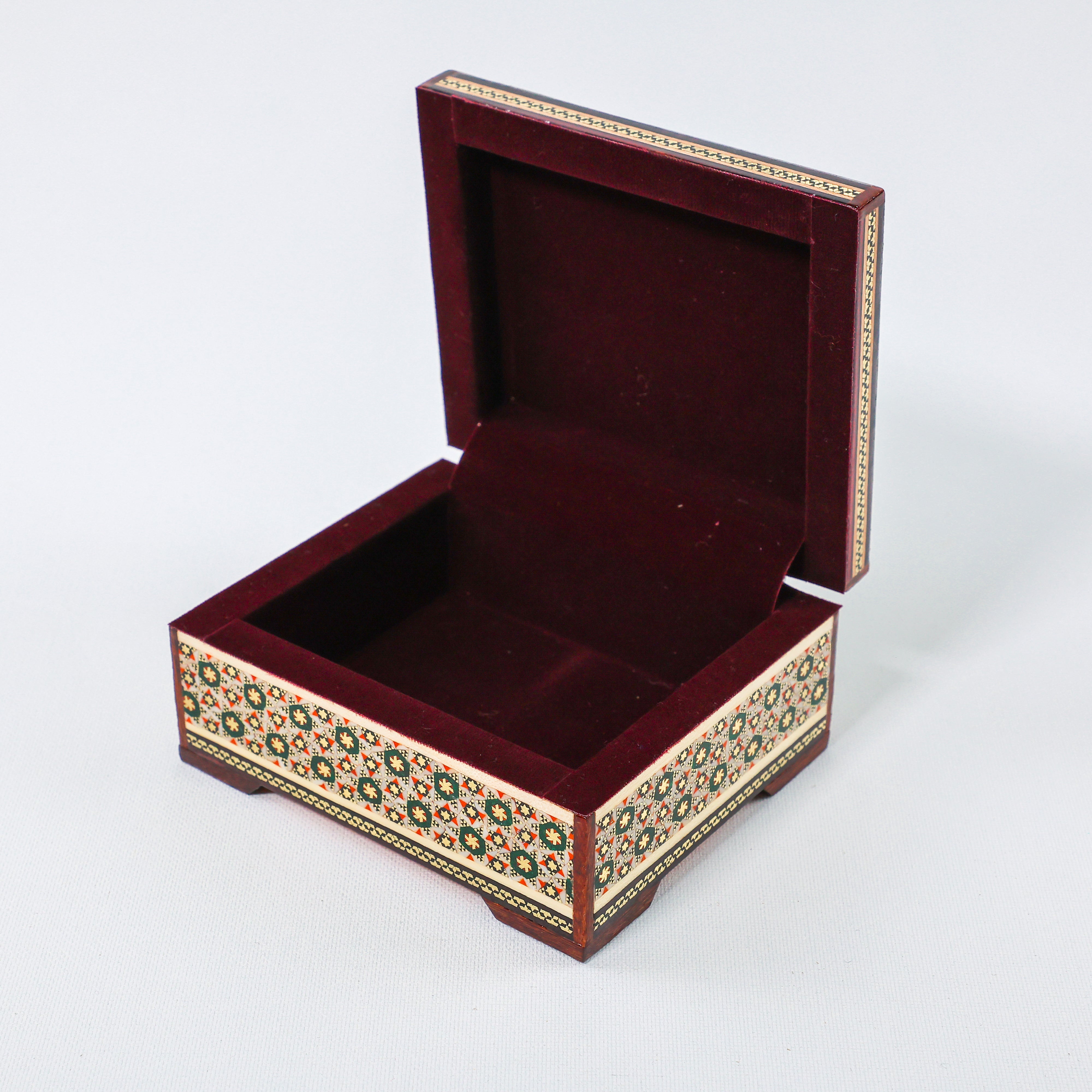 Khatam Box – Straight Sides – Standard Khatam – Velvet Interior – Size 12 × 10 cm