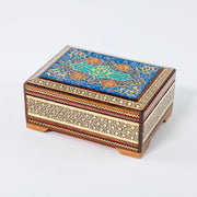 Khatam Box – Tazhib Painting – Velvet Interior – Size 14 × 10 cm