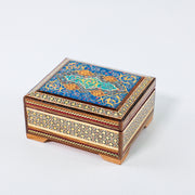 Khatam Box – Tazhib Painting – Velvet Interior – Size 12 × 10 cm