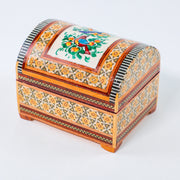 Khatam Chest – Flower & Bird Painting – Velvet Interior – Size 10 × 12 cm
