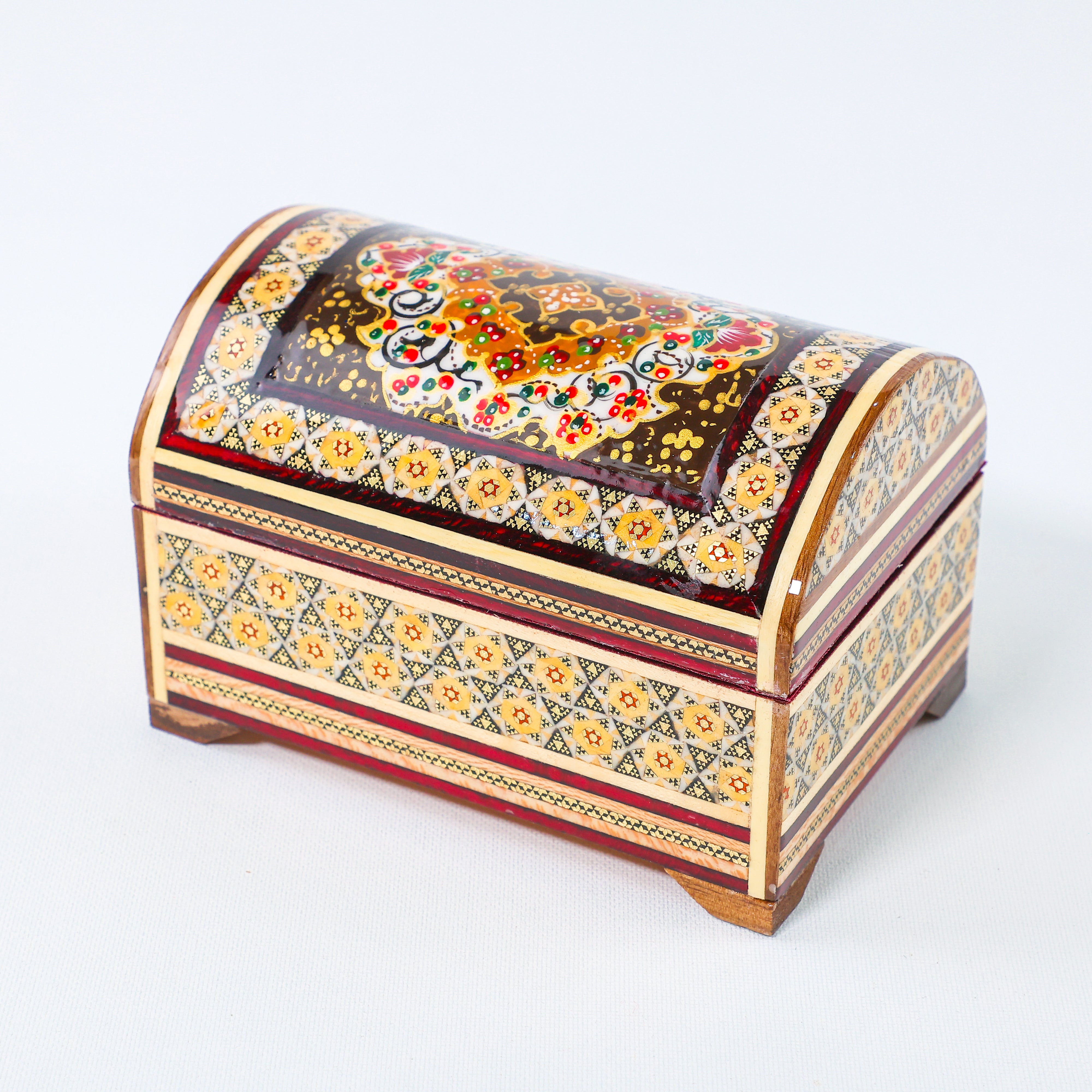 Khatam Chest – Tazhib Painting – Velvet Interior – Size 10 × 14 cm
