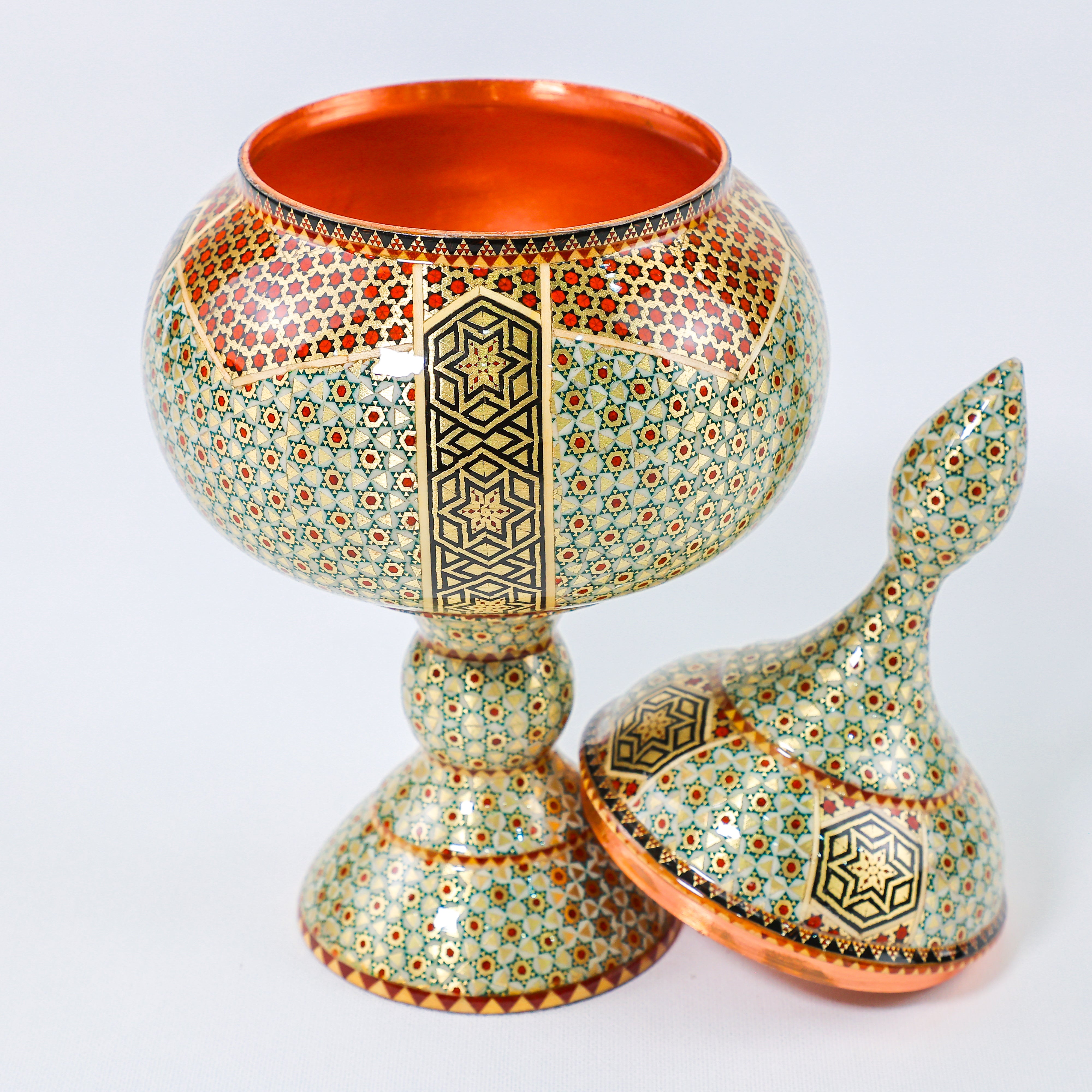 Pedestal Chocolate Bowl – Full Khatam – Height 22 cm