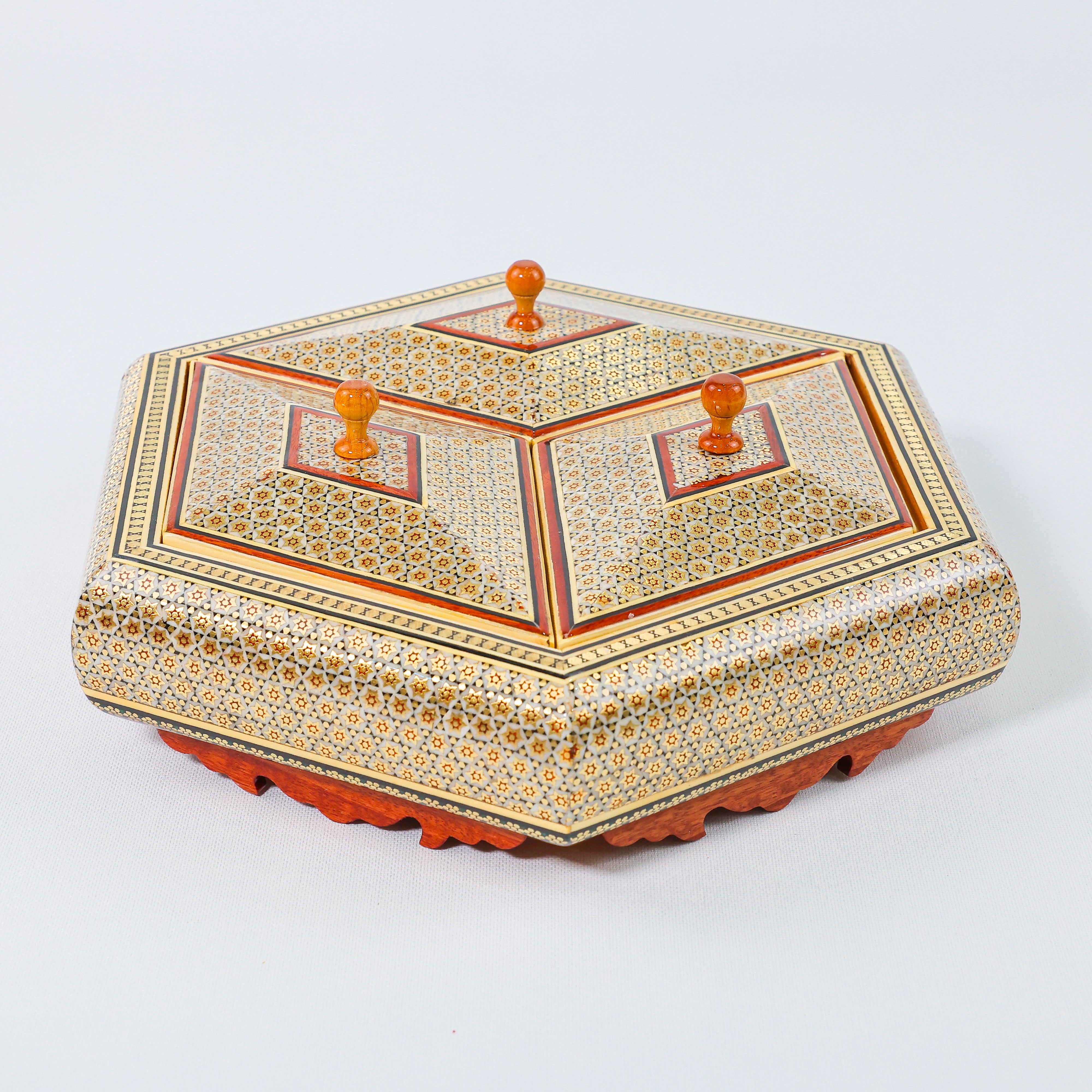 Chocolate Box – Three-Section Medium – Khatam Design