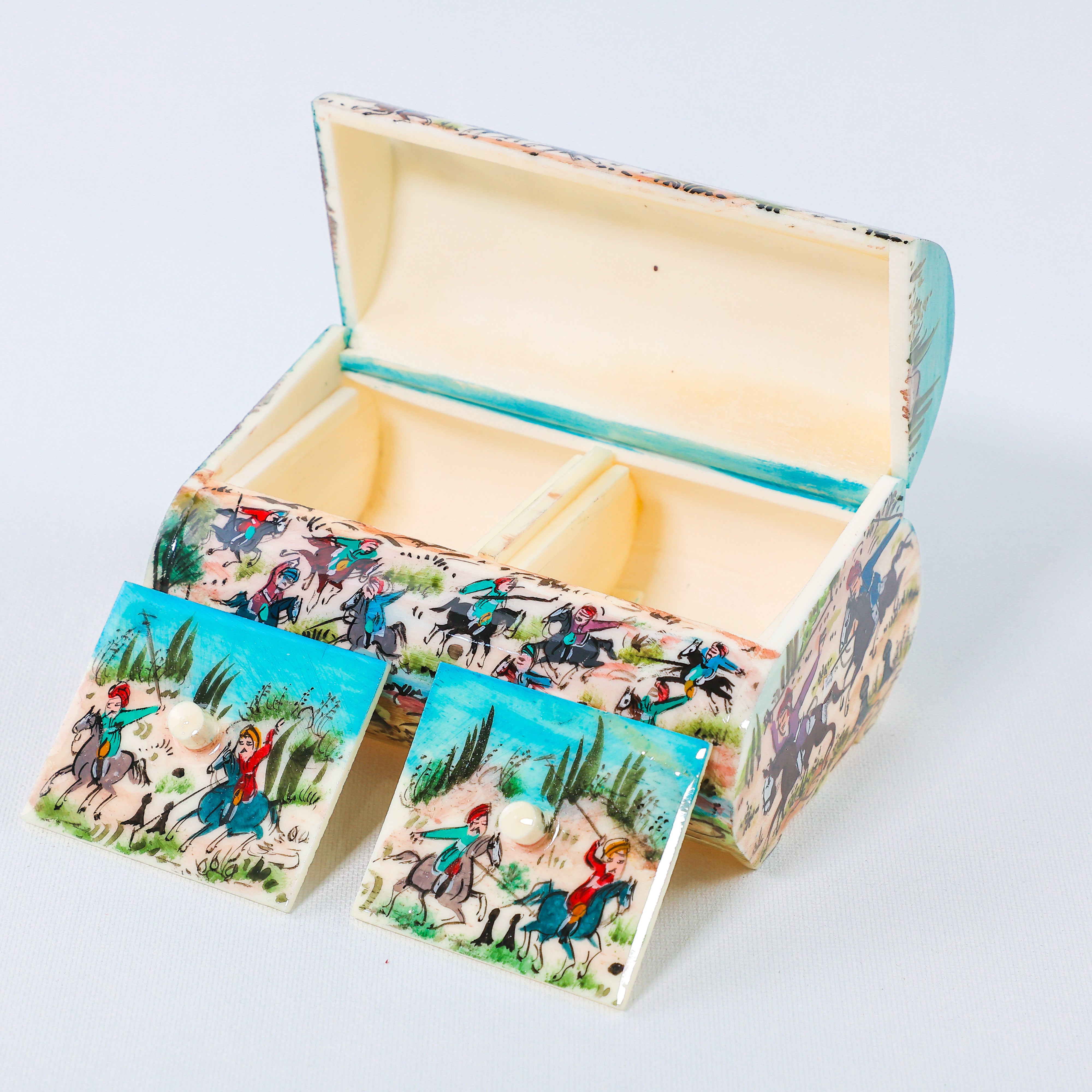 Camel Bone Box – Double Door – Tazhib – Size 12 cm