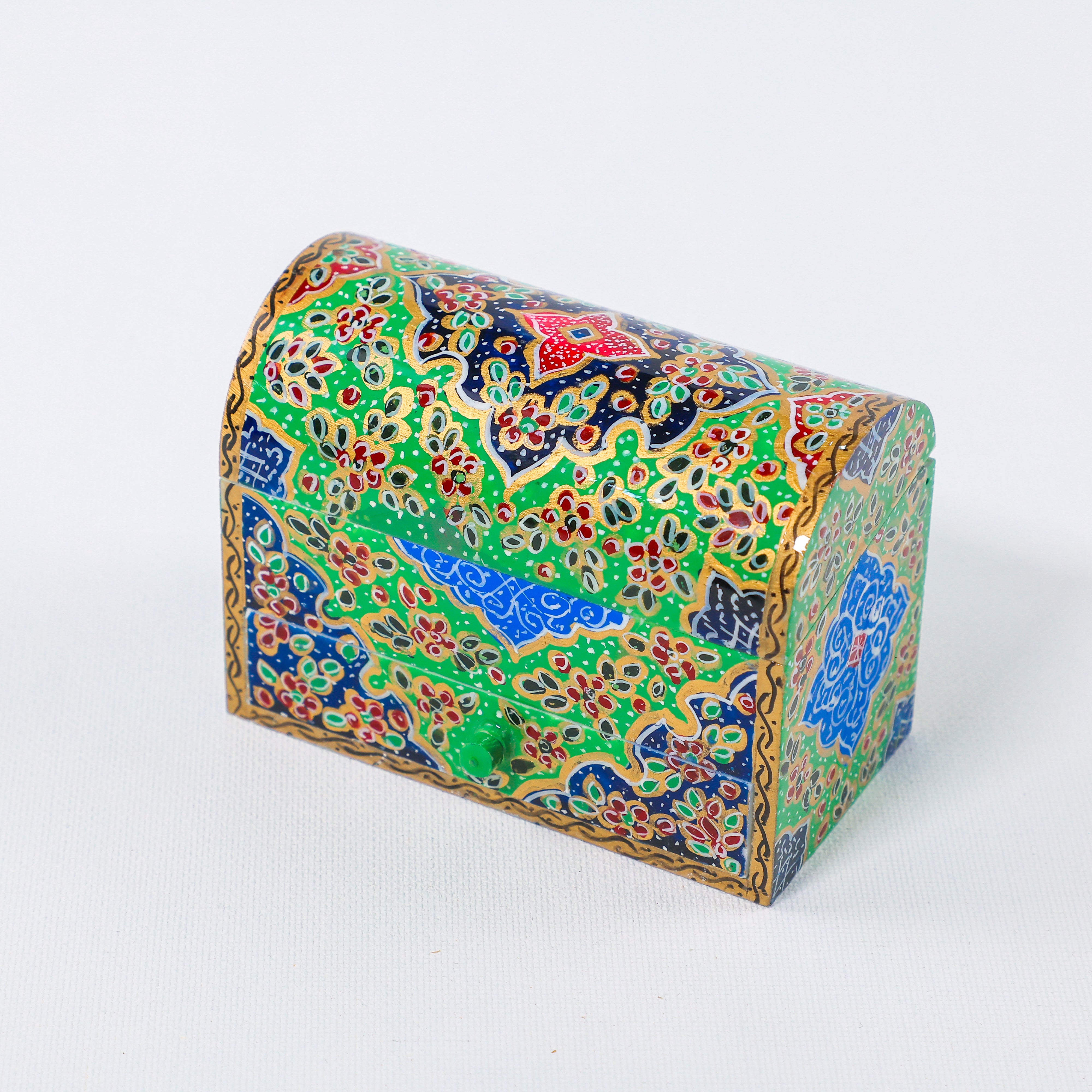 Camel Bone Box – Single Drawer – Flower & Bird Painting – Size 9 cm