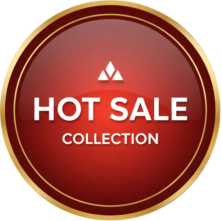 Red and gold 'Hot Sale Collection' badge on a blurred background